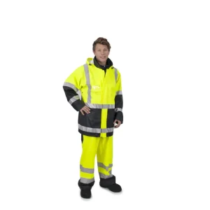 Handi Regnjakke gul/sort synlighet