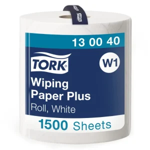 Tørkepapir plus stor rull Tork W1 hvit 2-lag 1500ark